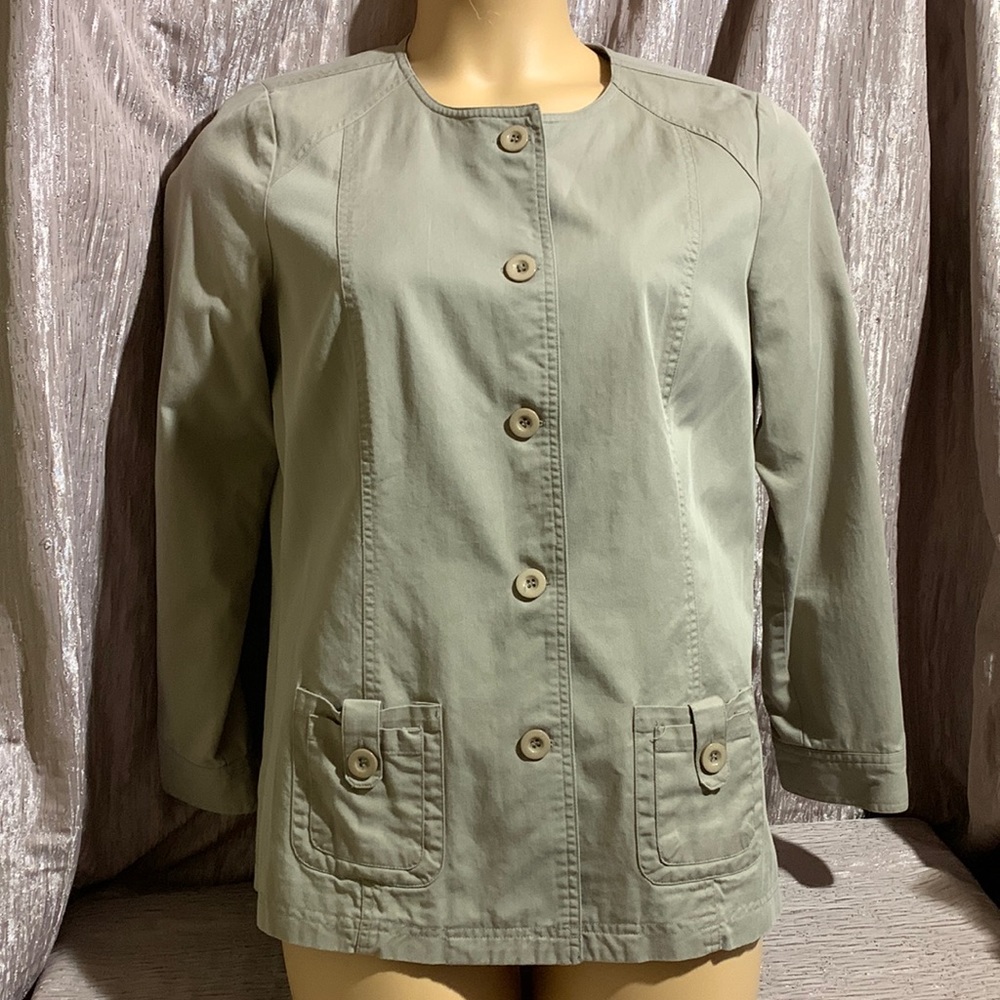 Mom Thompson Tan/Beige Jacket Size M  Tencel Cotton Blend
